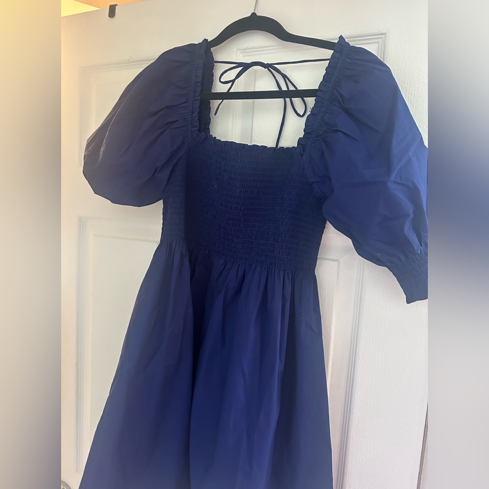 HILL HOUSE HOME - Athena midi sleeve nap dress - navy - medium - NWT